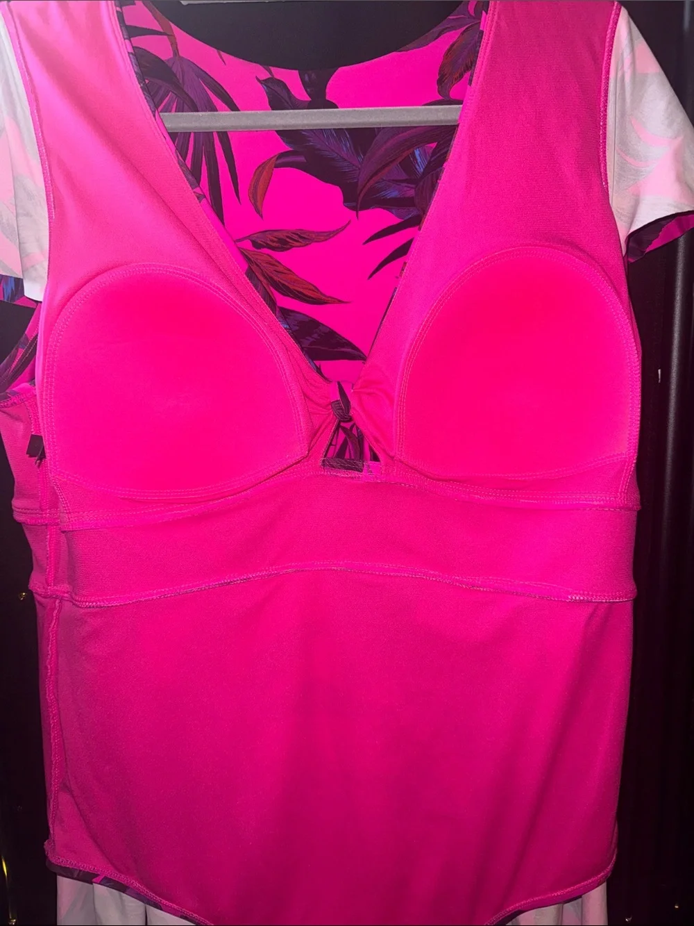 torrid Hot Pink & Dark Purple Tropical One-Piece Swimdress